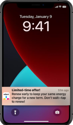 Reliant renewal push notification